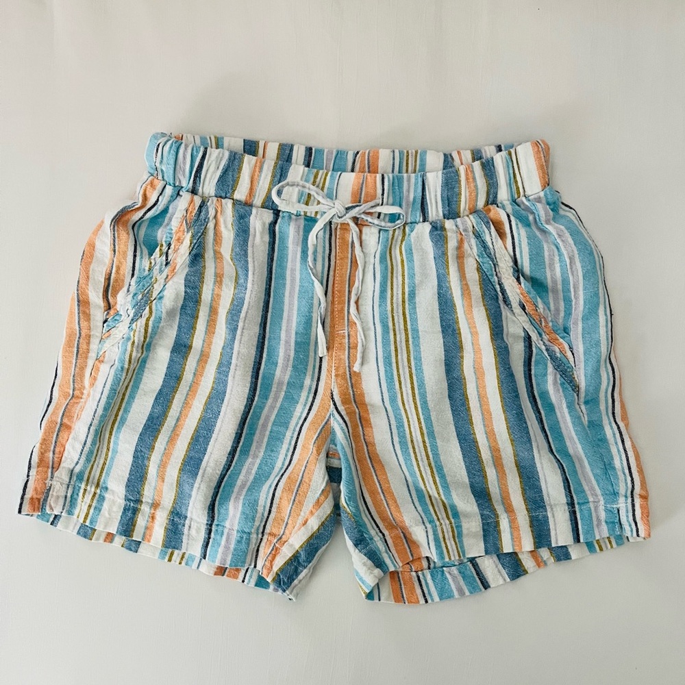 Briggs Colorblock Striped Print Pocket Linen Short XS